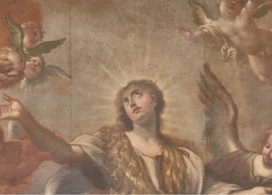 L’affresco e la tela della Maddalena in gloria sull’abitato di Laigueglia